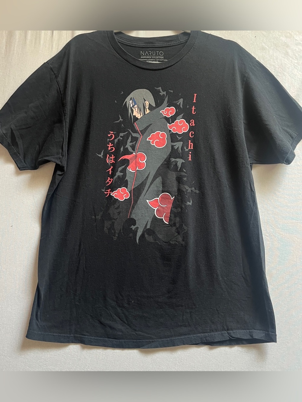 Naruto Shippuden Itachi Size XL Black Cotton Graphic T Shirt
